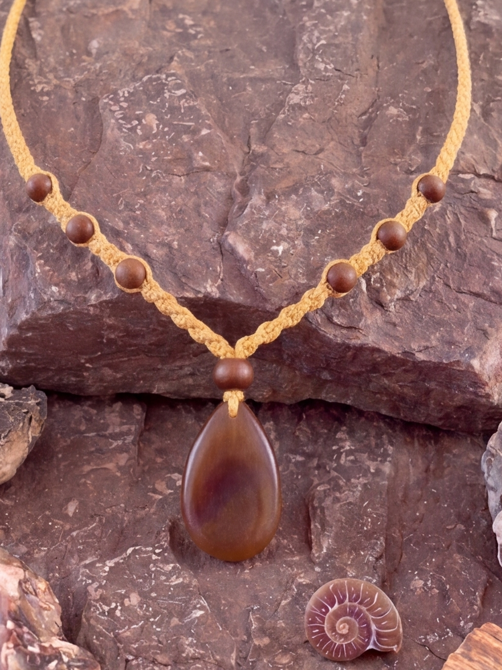Yellow Agate Macrame Hemp Necklace
