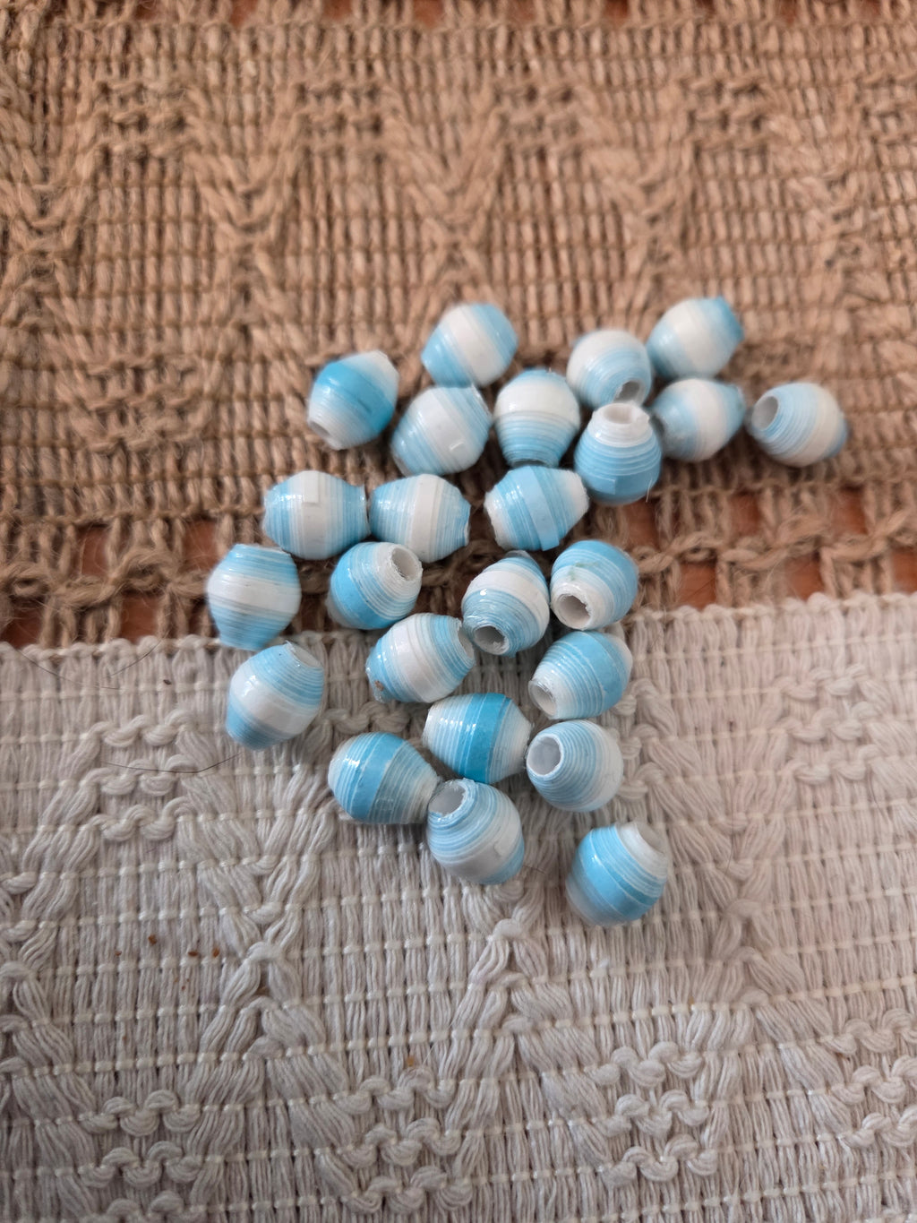 Paper Beads Small Blue And White