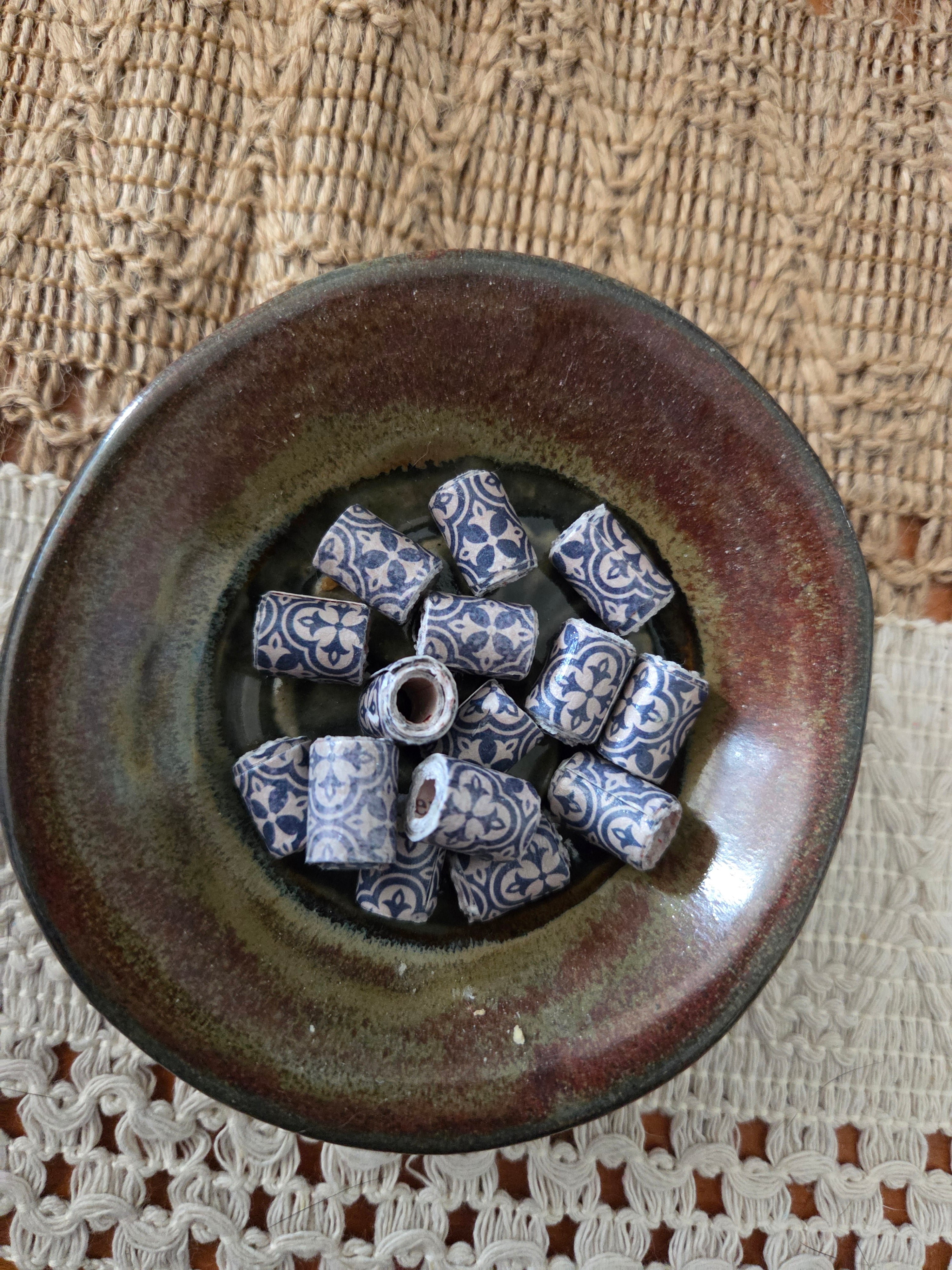 Blue Mediterranean Tole Hand Roled Paper Beads