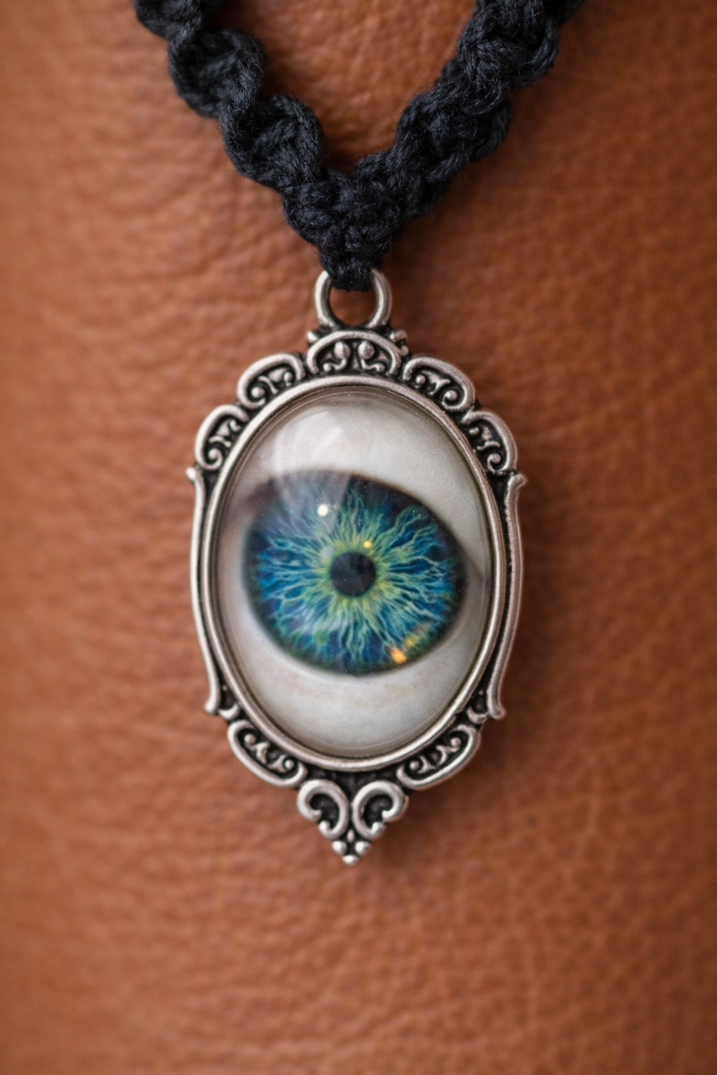 Hemp Necklace With Eyeball Pendant