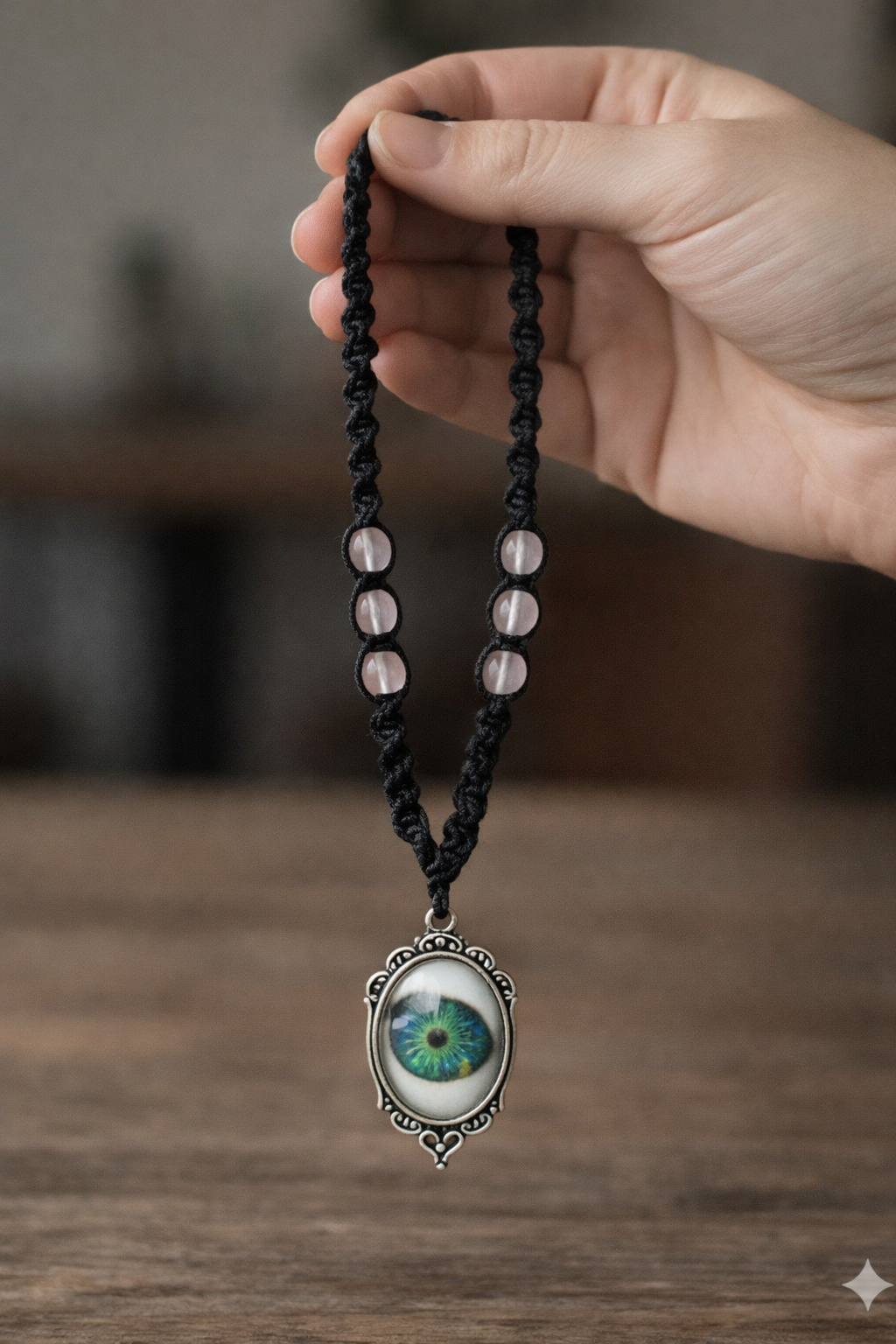 Hemp Necklace With Eyeball Pendant