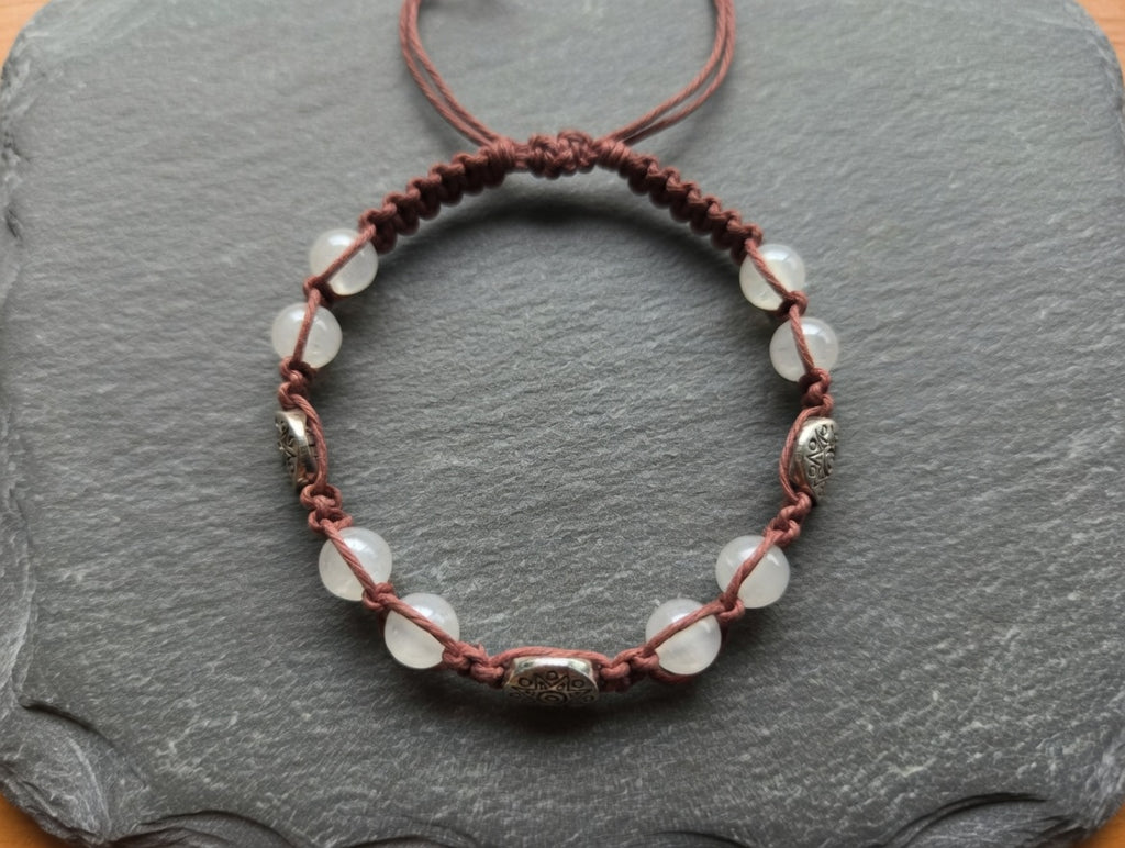 ROSE QUARTZ Macrame Hemp Anklet