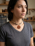 AGATE and BLACK LAVA Gemstone Macrame Hemp Necklace