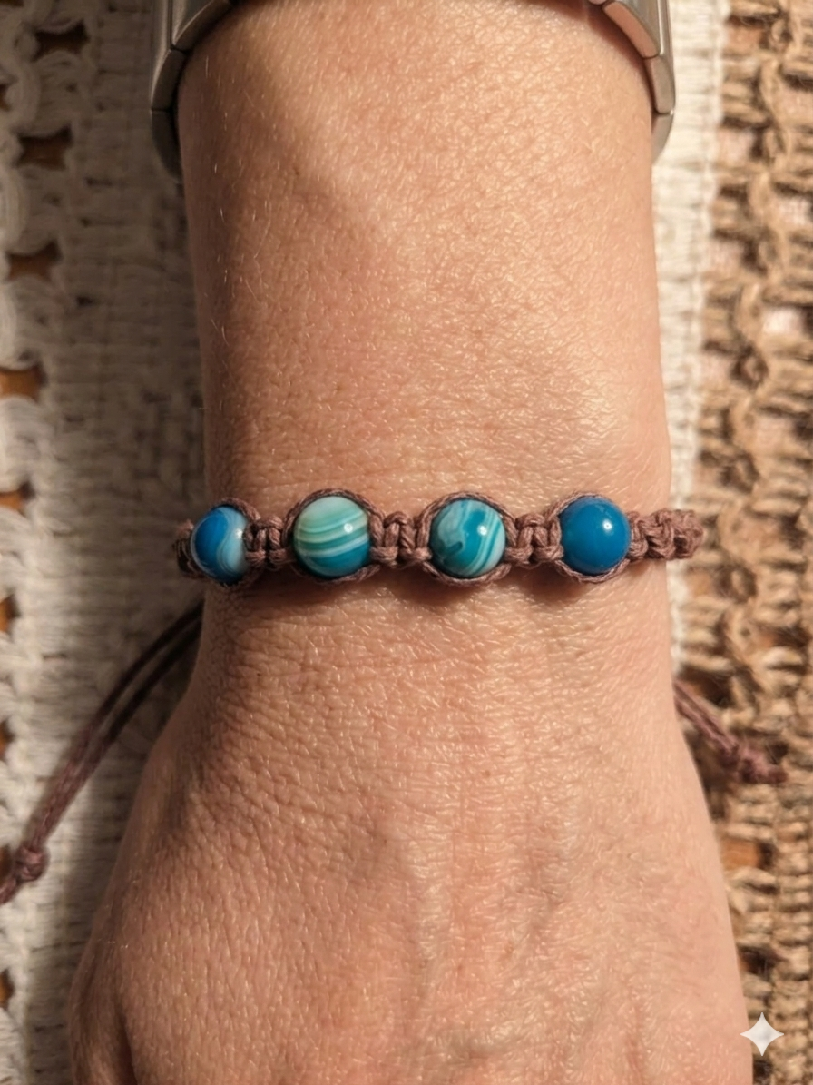 BLUE AGATE Macrame Hemp Bracelet