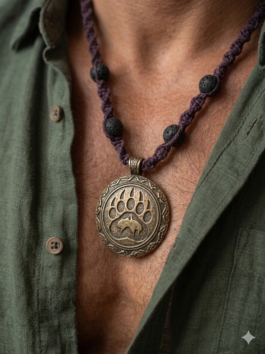BEARS PAW and BISON handcrafted Macrame Hemp Necklace