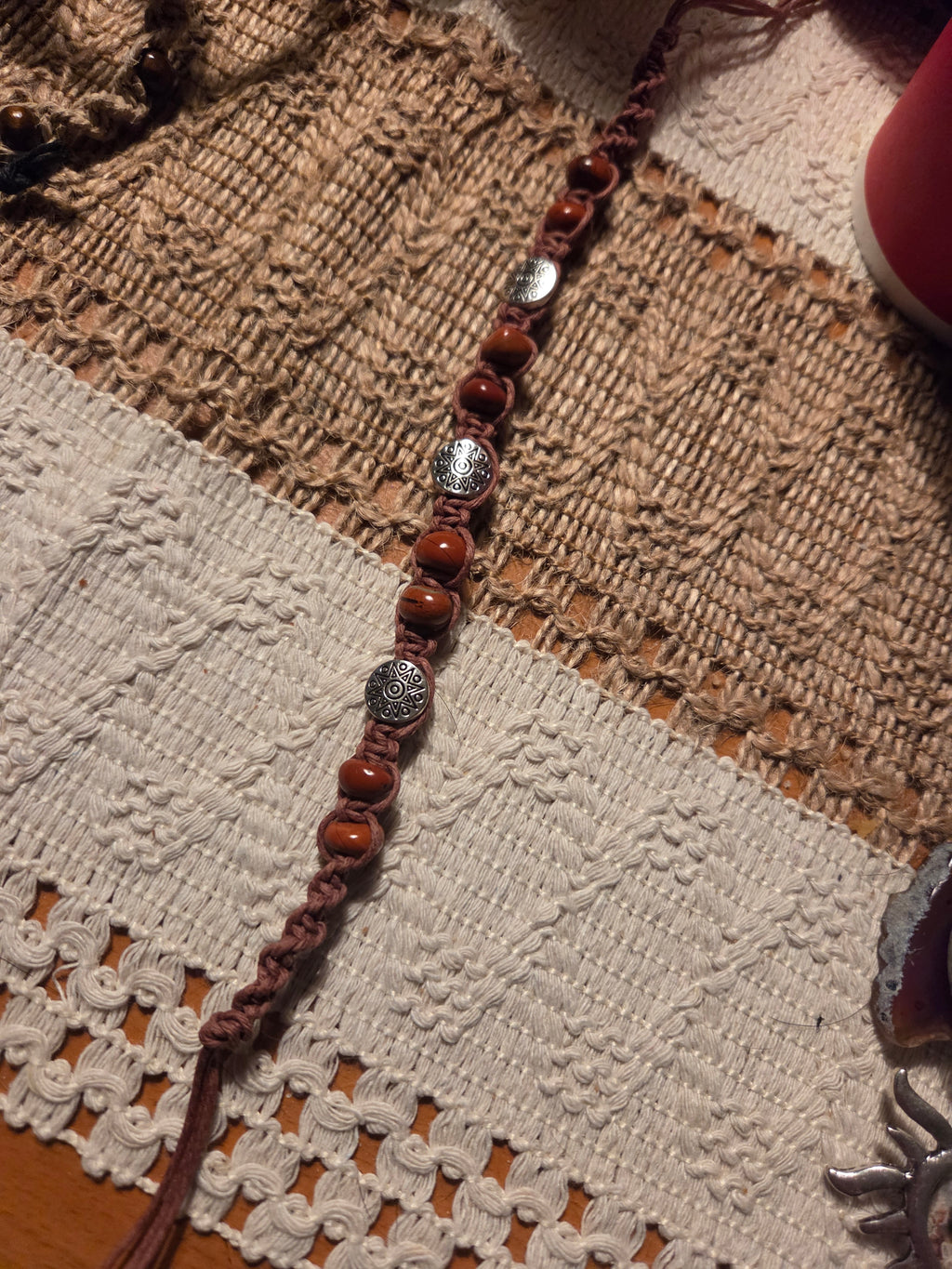 HEMP Anklet with Brown Beads