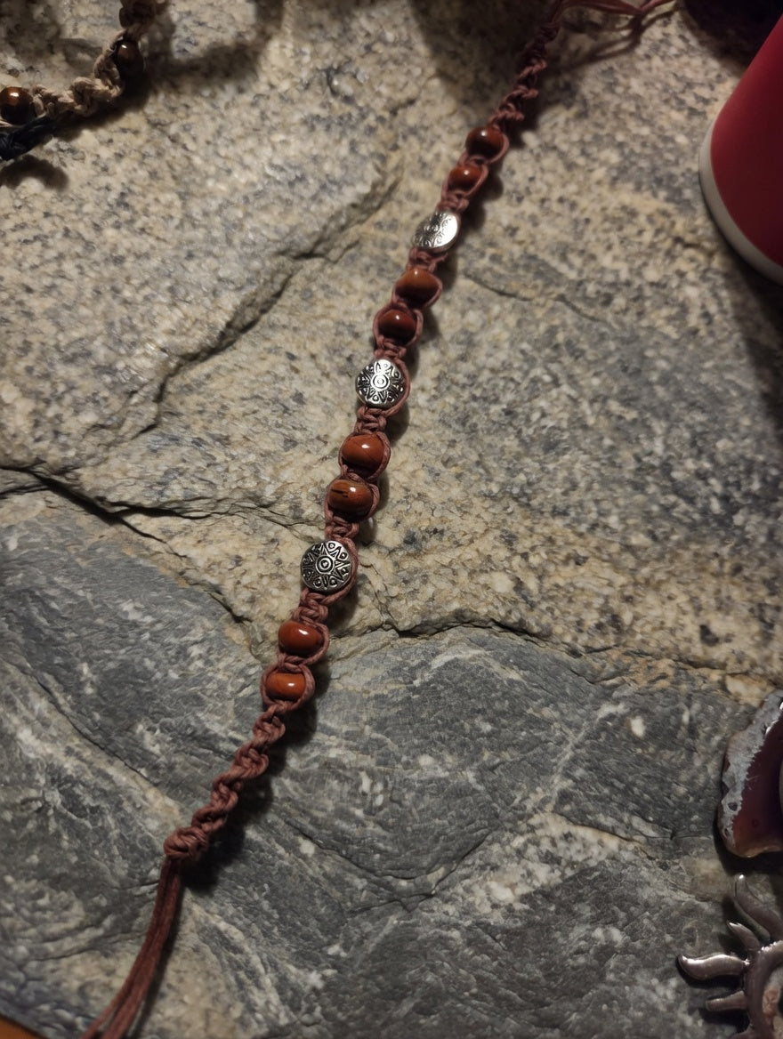 HEMP Anklet with Brown Beads