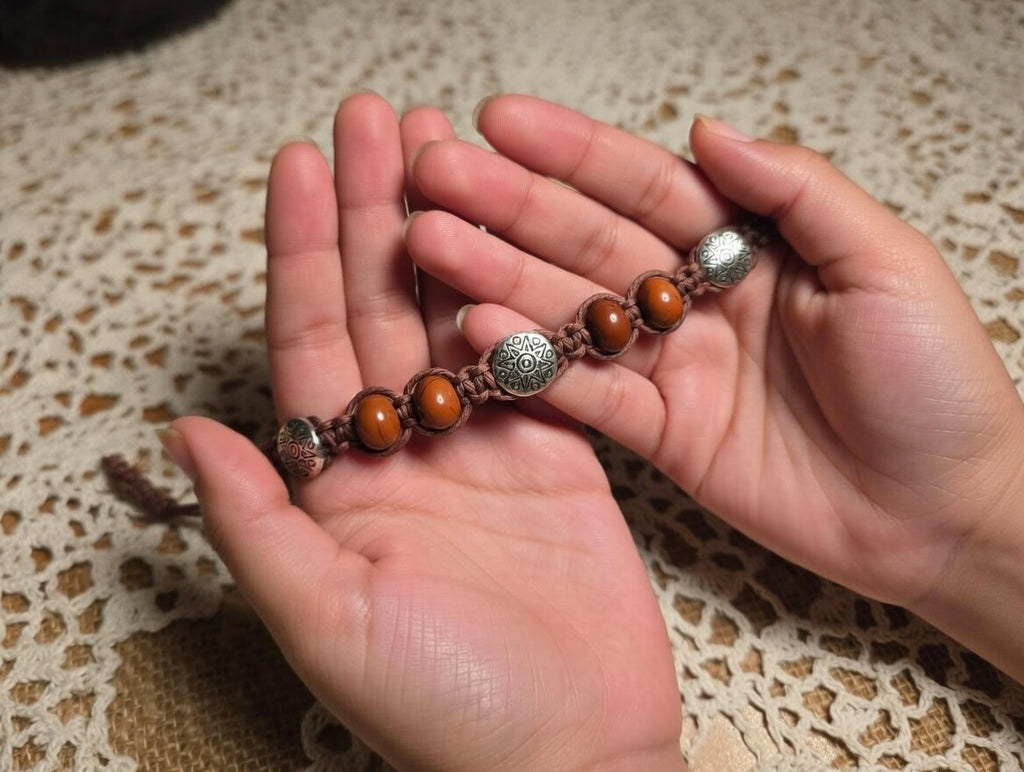 HEMP Anklet with Brown Beads