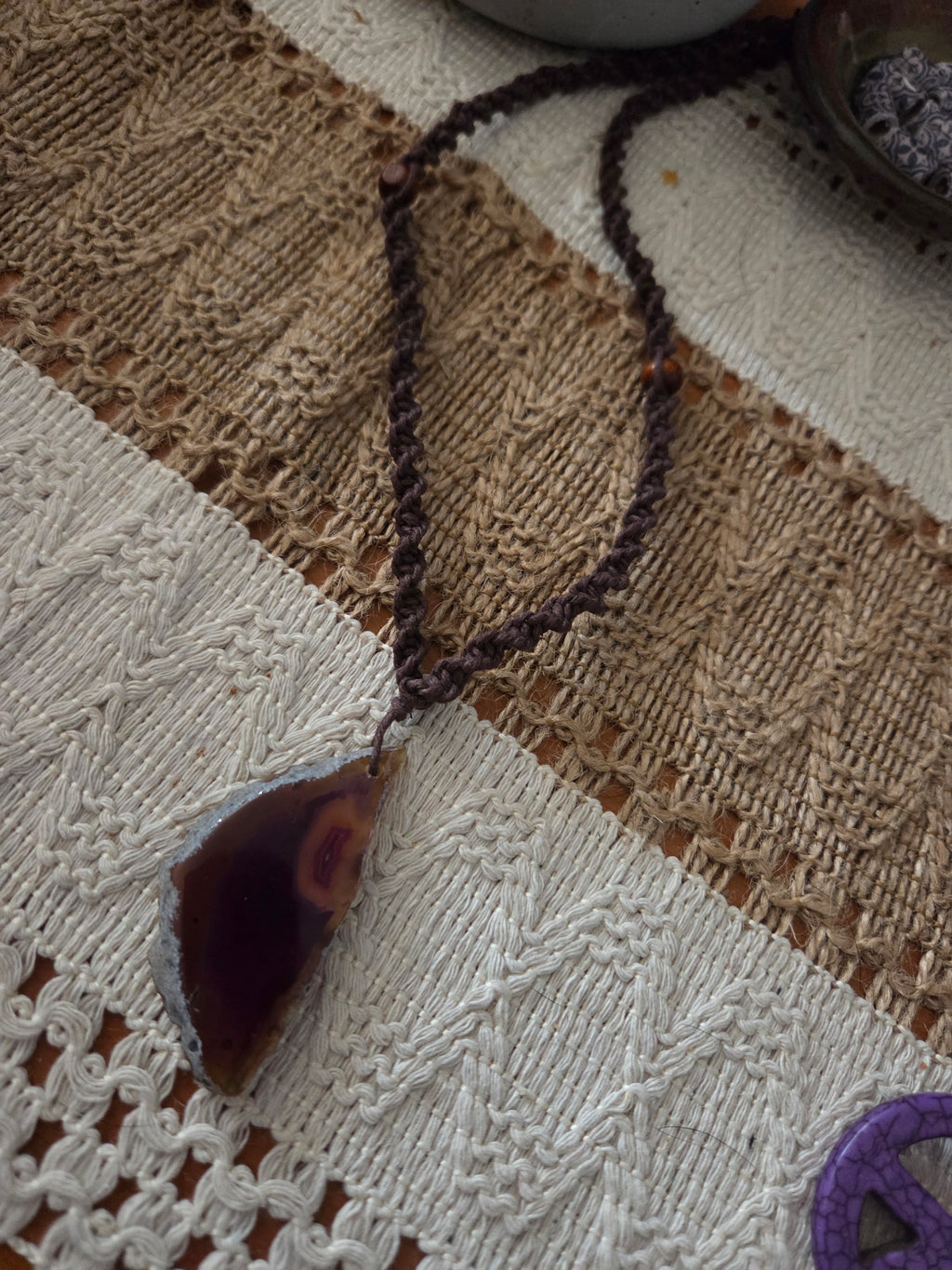 AGATE Hemp Macrame Hemp Neclace