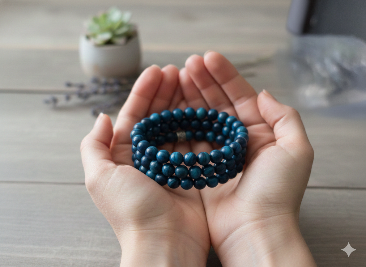 Blue Tiger Eye Memory Wire Bracelet