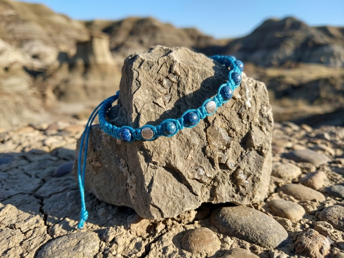 BLUE JASPER GEMSTONE Macrame Hemp  Anklet