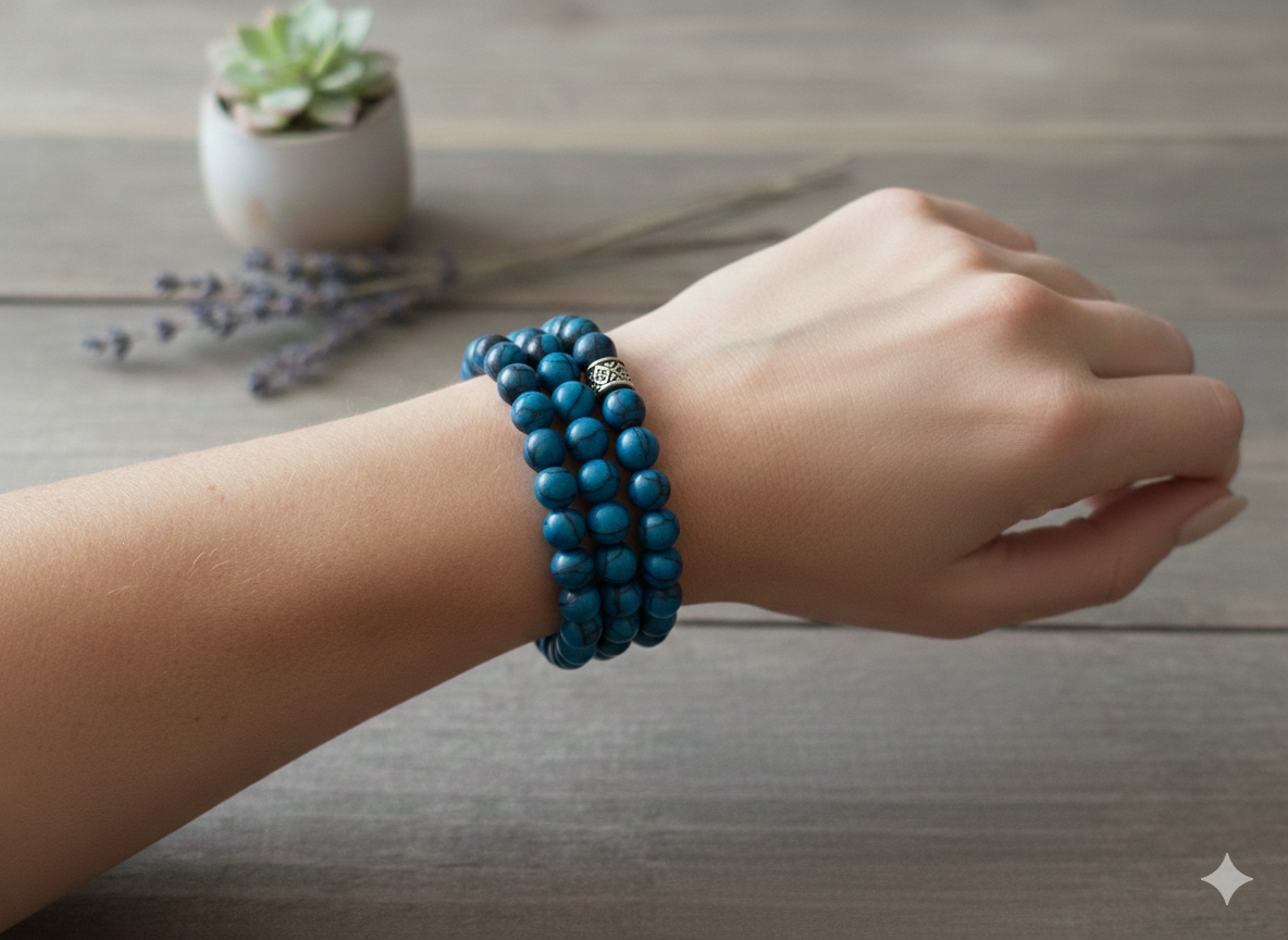 Blue Tiger Eye Memory Wire Bracelet