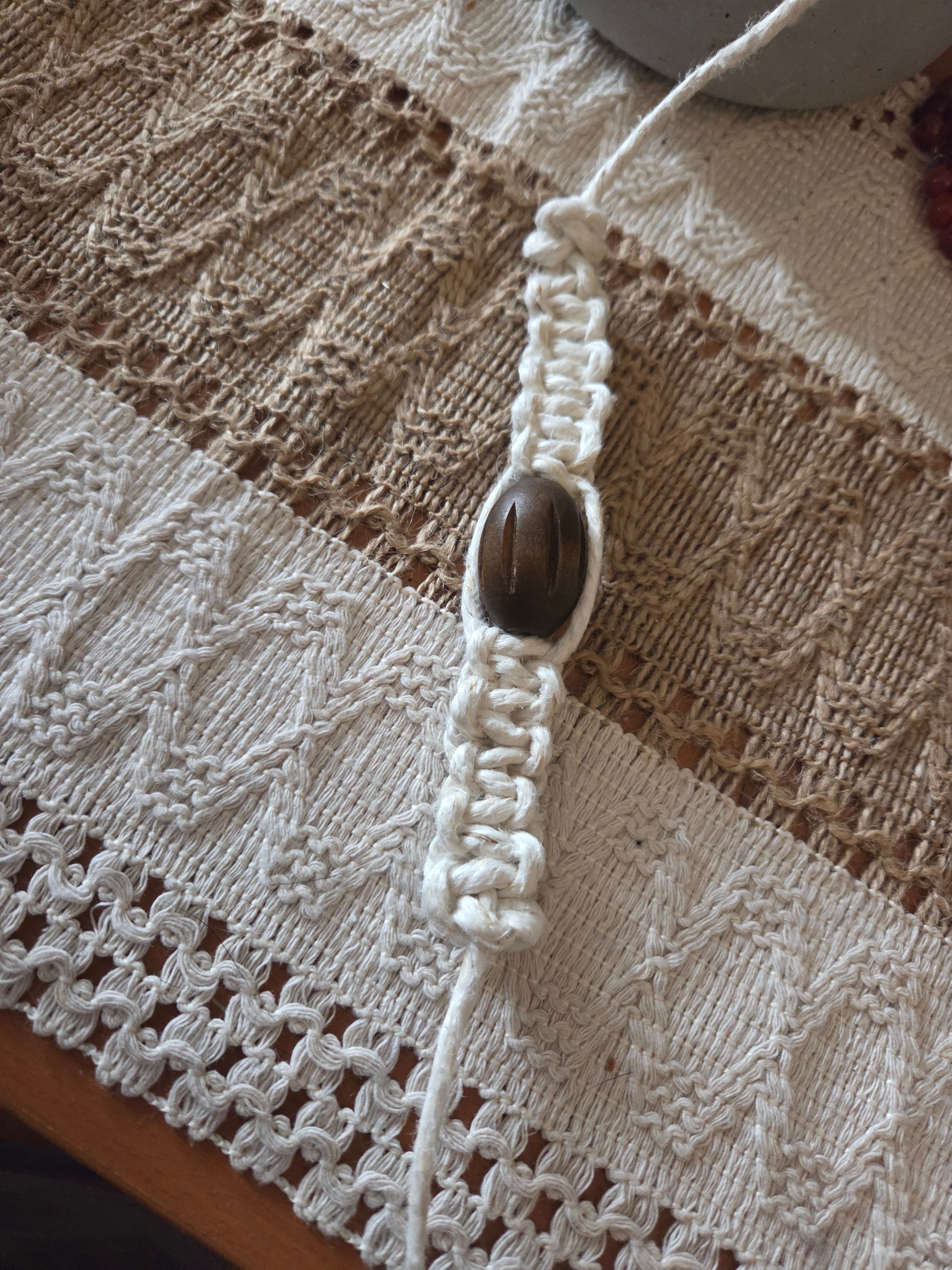 EXTRA THICK Hemp Bracelet With Large Wooden Bead
