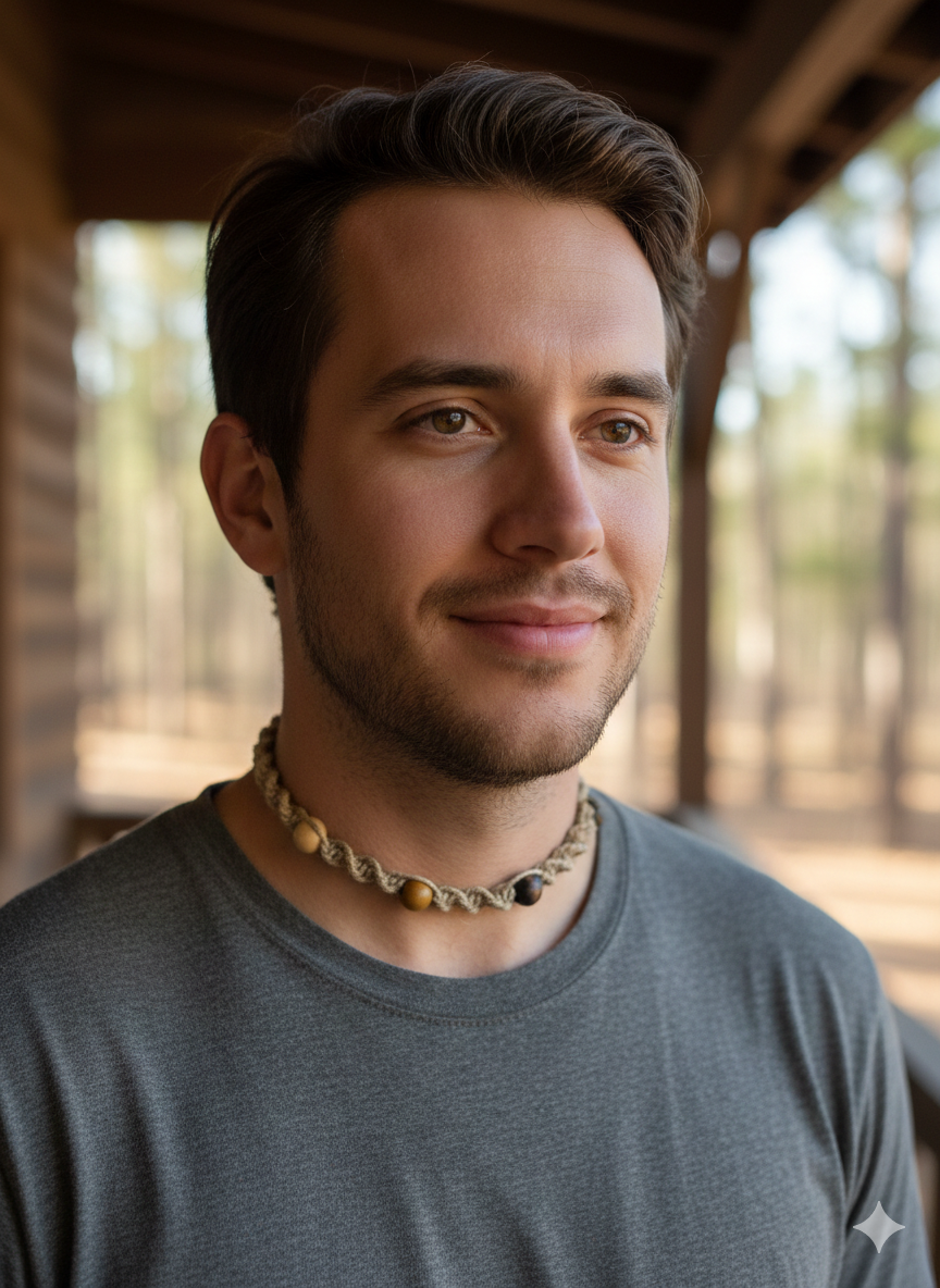 Beige Natural Macrame Hemp Necklace