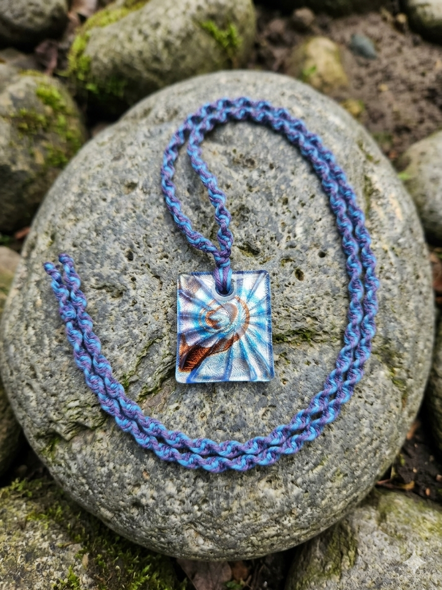 Blue Sparkle Macrame Hemp Necklace