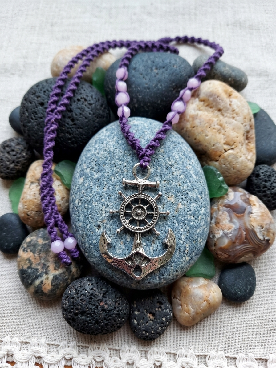 ANCHOR Macrame Pendant Hemp Necklace