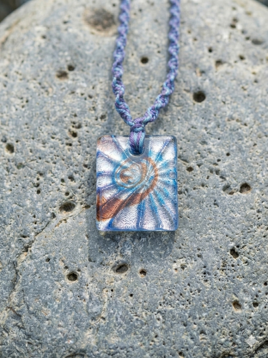 Blue Sparkle Macrame Hemp Necklace
