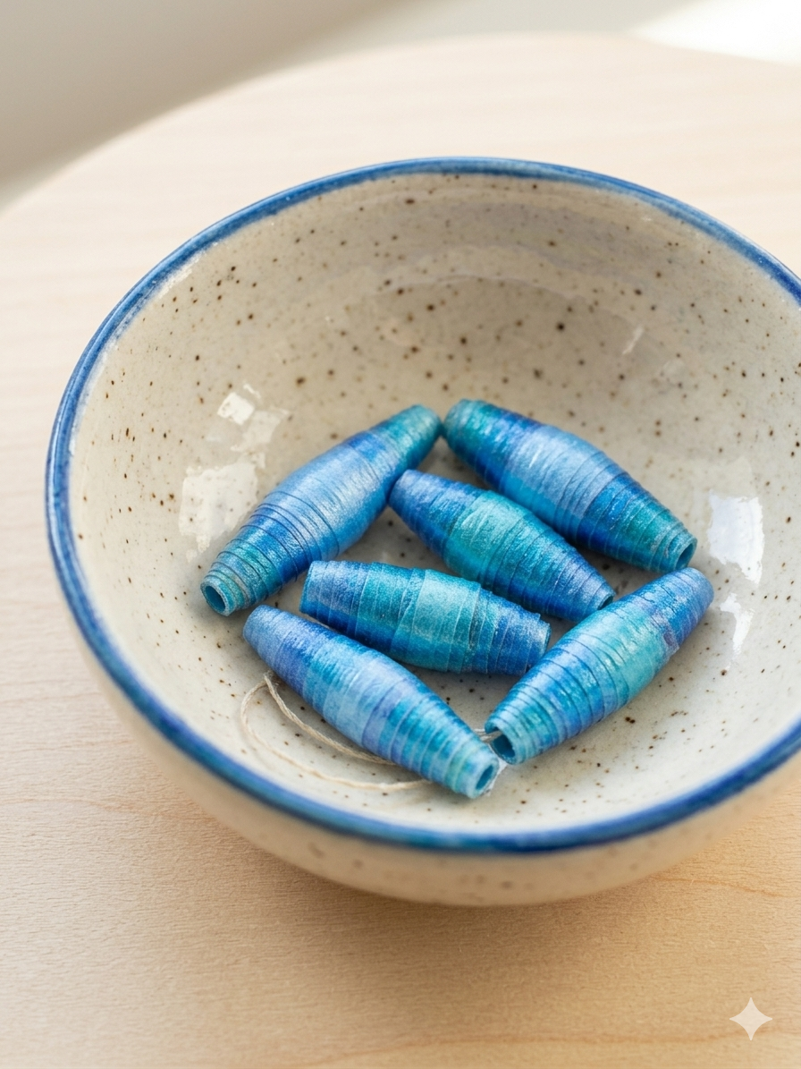 BLUE Handrolled Paperbeads