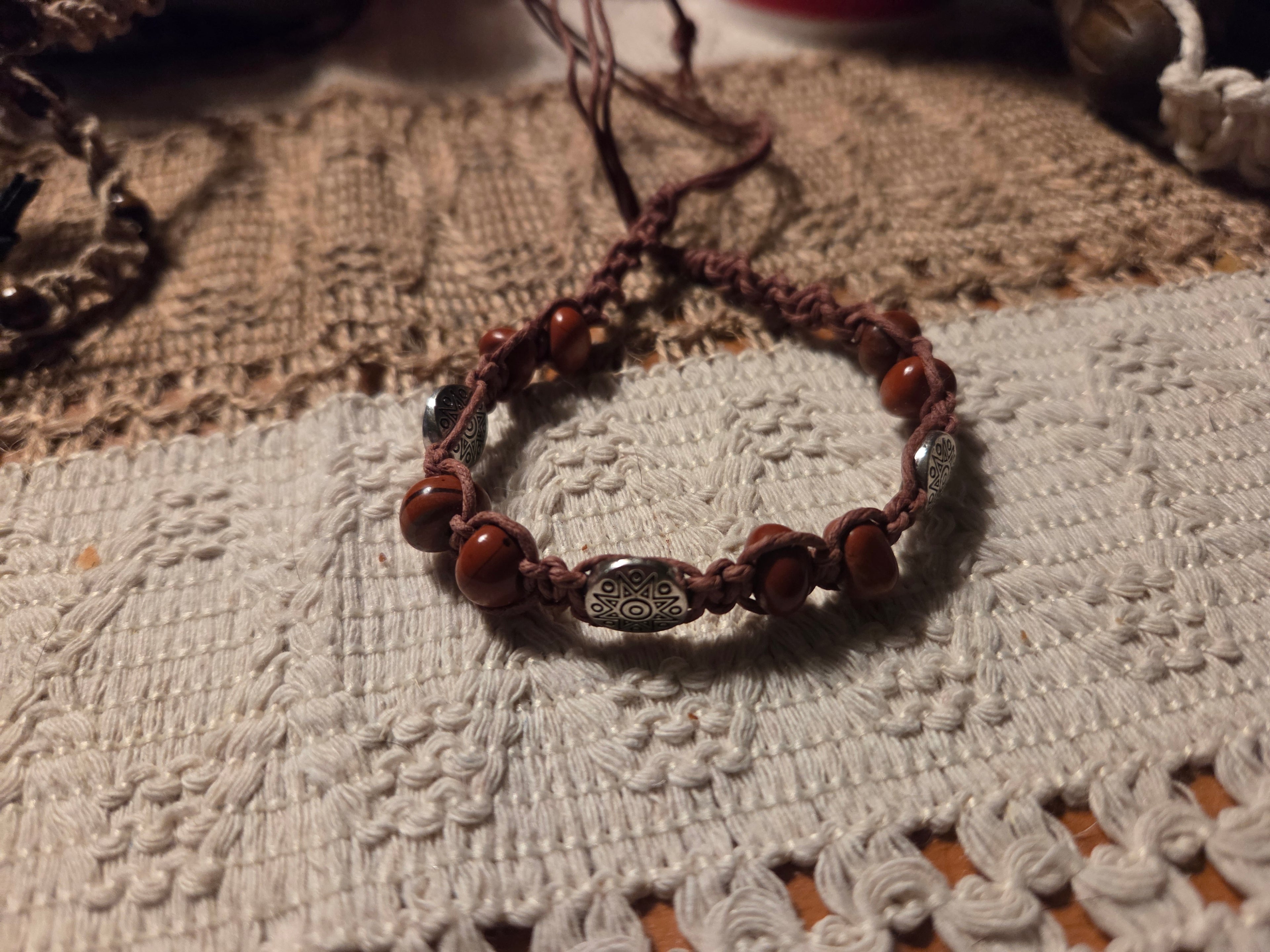 HEMP Anklet with Brown Beads