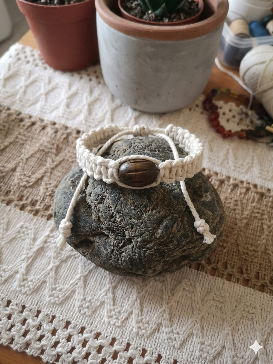 EXTRA THICK Hemp Bracelet With Large Wooden Bead