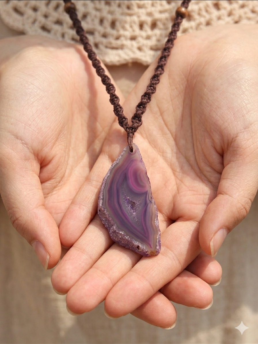 AGATE Hemp Macrame Hemp Neclace