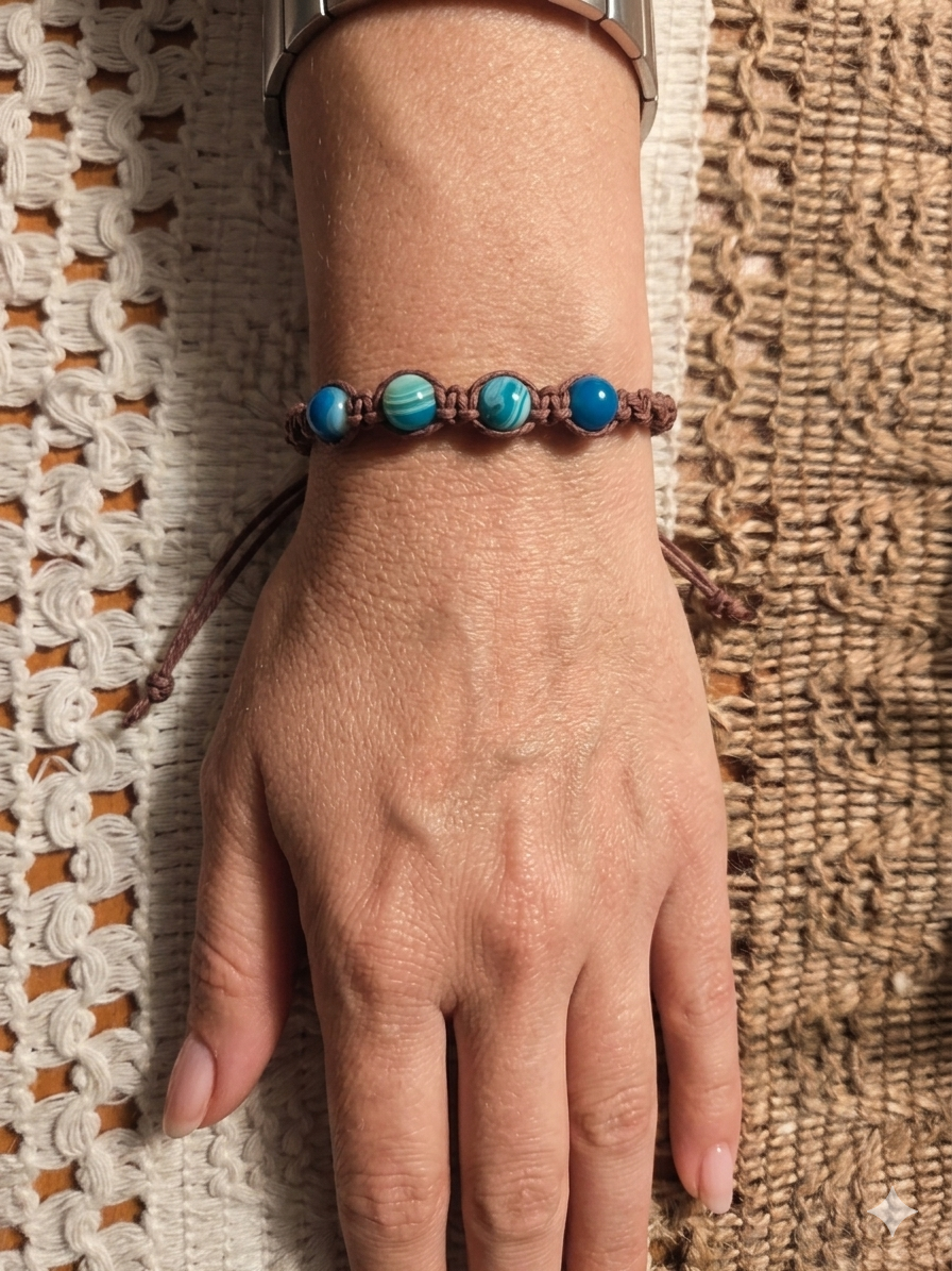 BLUE AGATE Macrame Hemp Bracelet