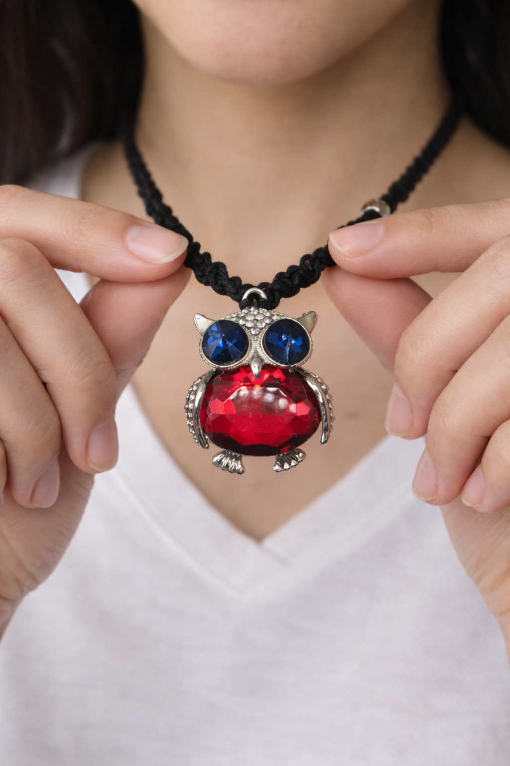 OWL With Red Belly Hemp Necklace