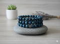 Blue Tiger Eye Memory Wire Bracelet