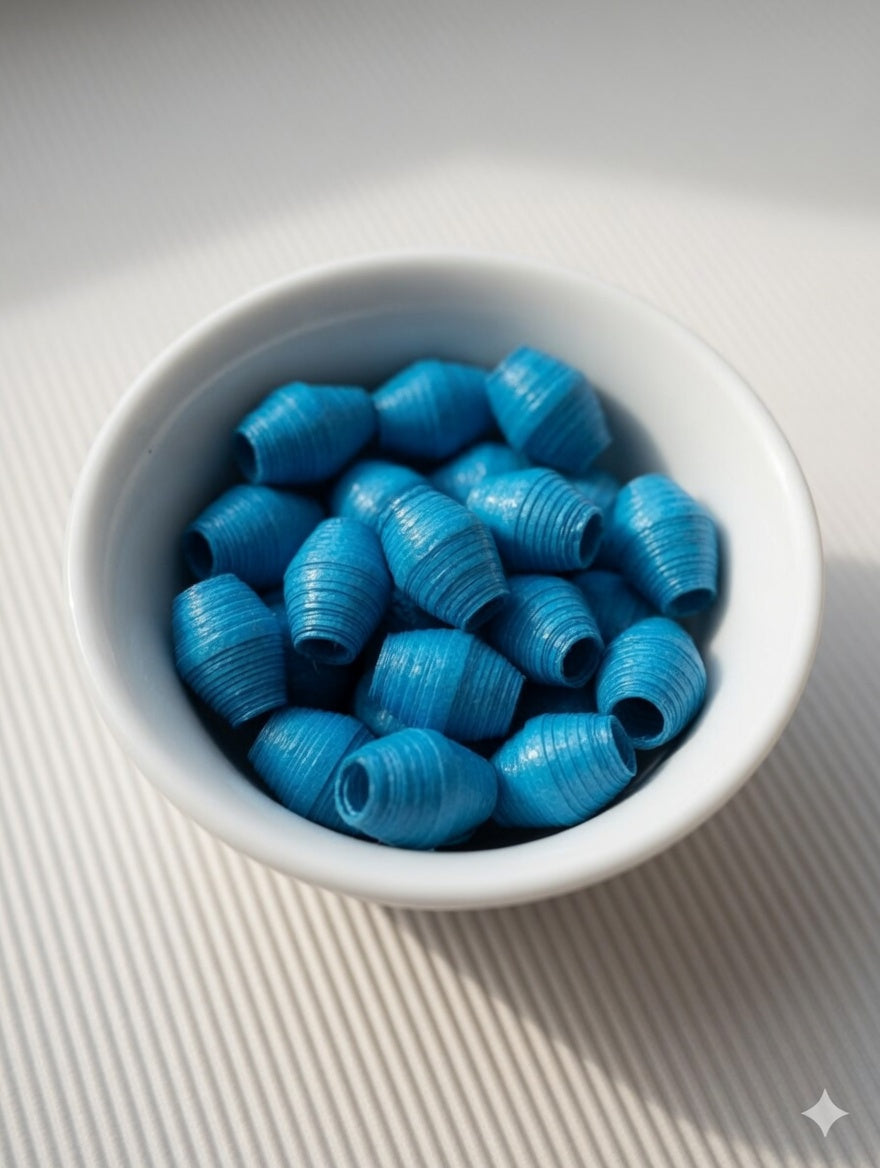 BLUE PAPERBEADS Handrolled